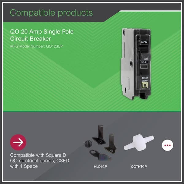 (1 ct) Square D QO120 20 Amp 1 Pole 120/240V QO New Style Trip Window Yellow D