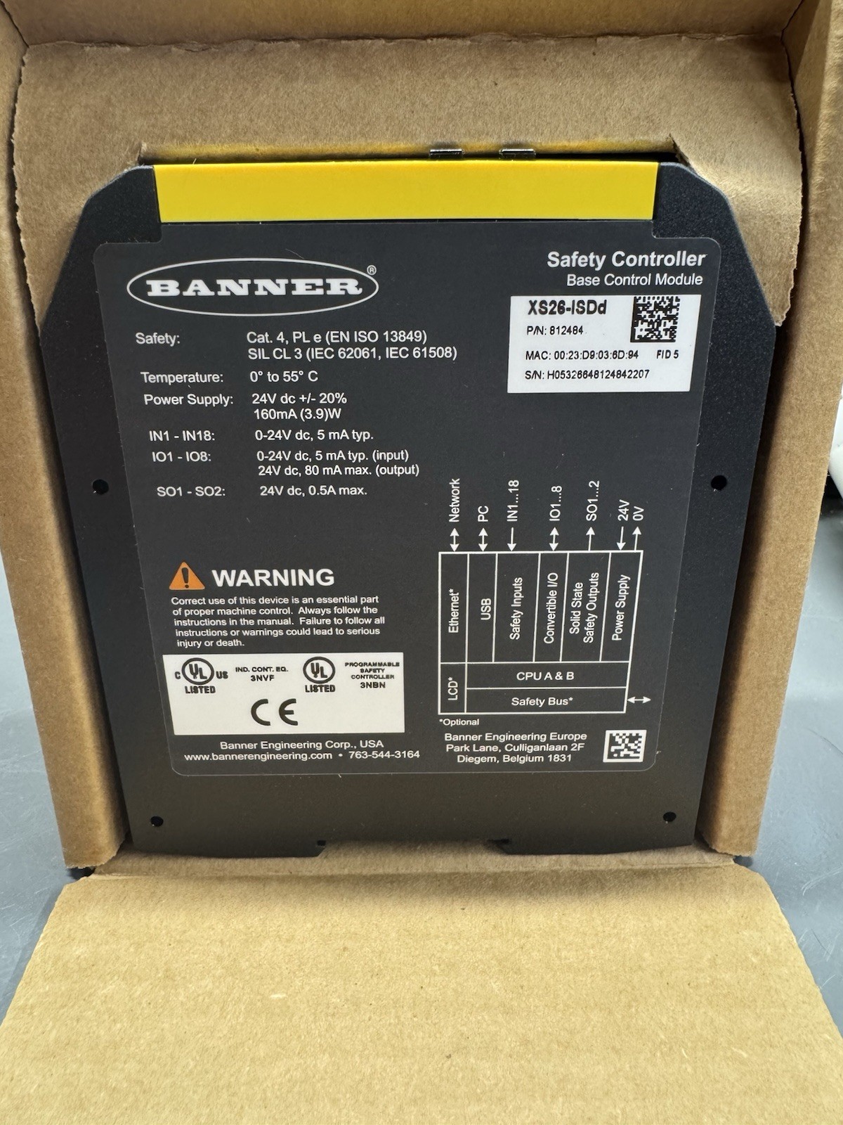 Banner Engineering Corp 812484 XS26-ISDd Expandable Safety Controller NEW IN BOX