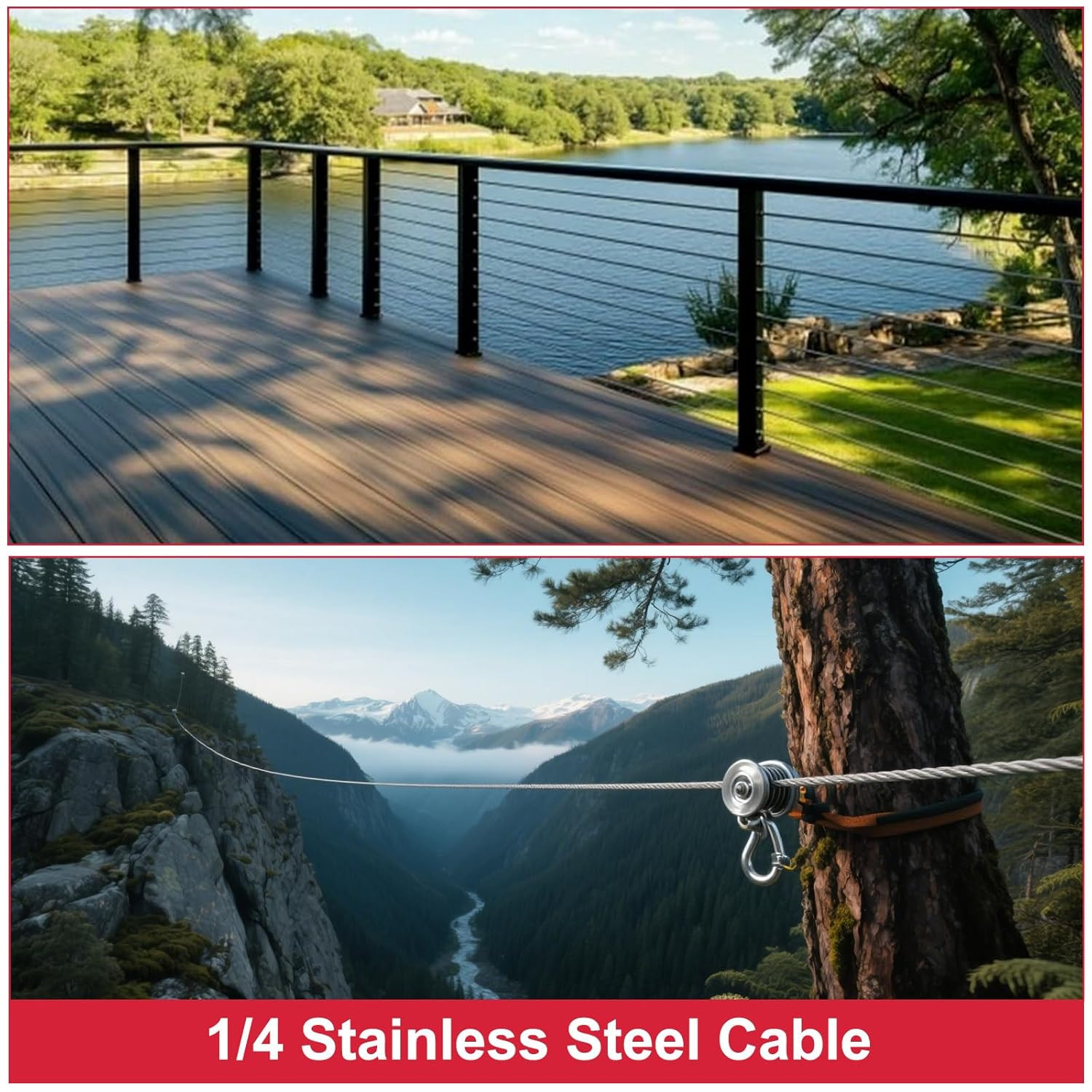 1/4″ Stainless Steel Cable 7X19, 1200FT, 6400lbs – Durable Outdoor Use