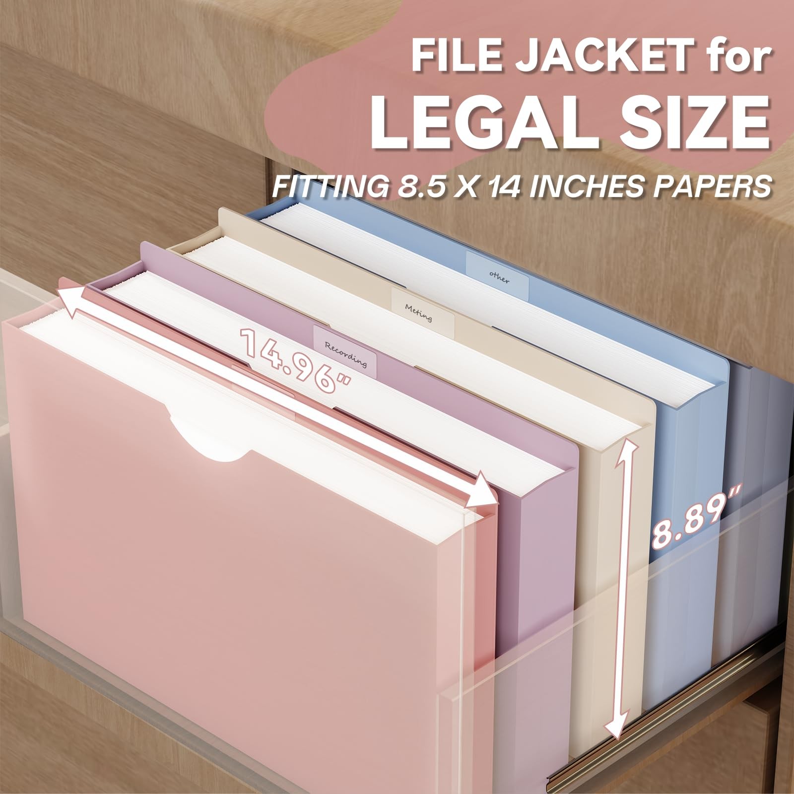 Plastic 2 Inch Manila File Jackets,Legal Size,12 Pack Manilla Pocket Folders,…
