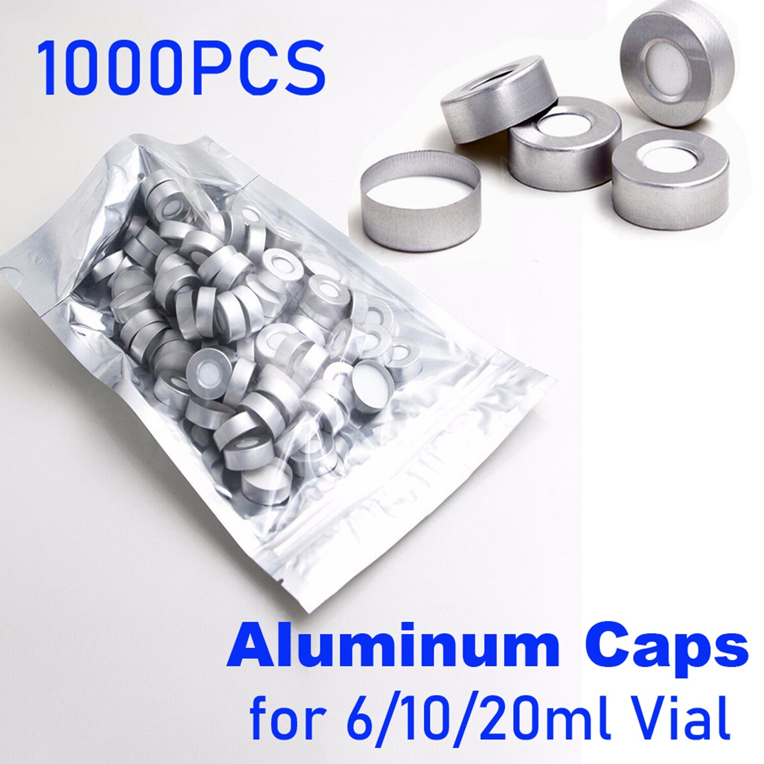 10000pcs 20mm Aluminum Crimp Cap PTFE/White Silicone Septa F 10ml Headspace Vial