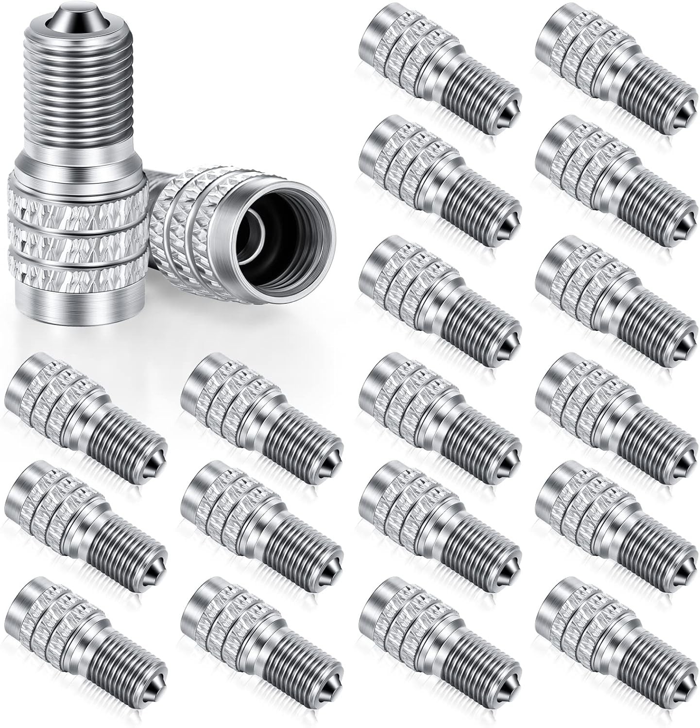 20 Pcs Double Seal Metal Valve Stem Caps for High Pressure Truck, Car, RV, Semi,