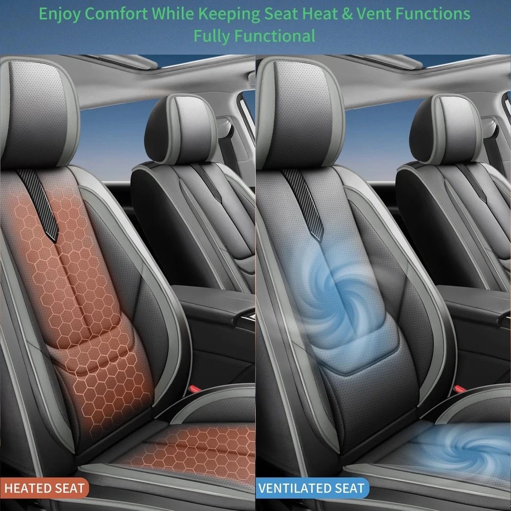 Mazda CX-5 Seat Covers 2013-2026 Waterproof Leather Airbag Compatible Black-Grey