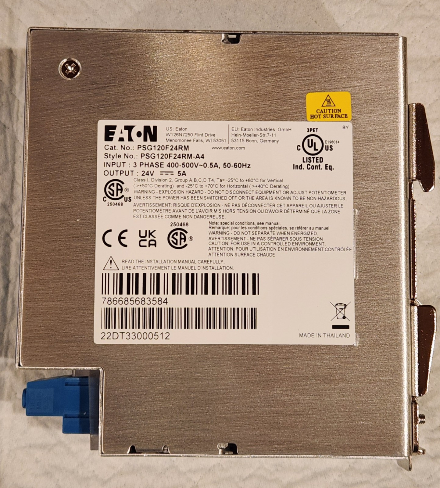 Eaton PSG120F24RM-A4 24V DC Power Supply, 400-500 Vac 3 Phase