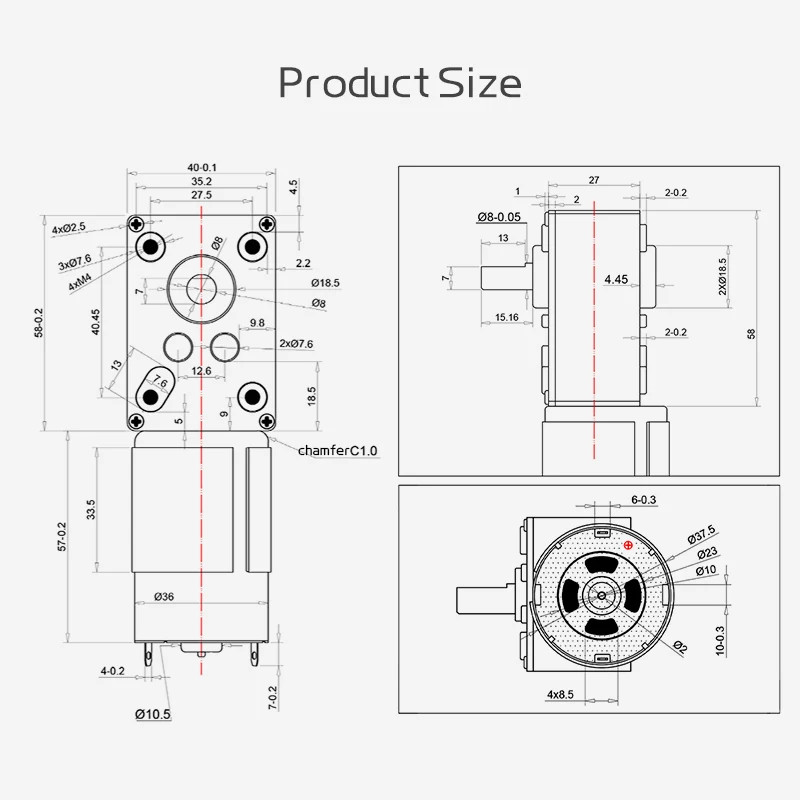 5840-555 Turbo Worm Gear Motor 12-24V 11-470RPM Reversible Speed Control Mini DC