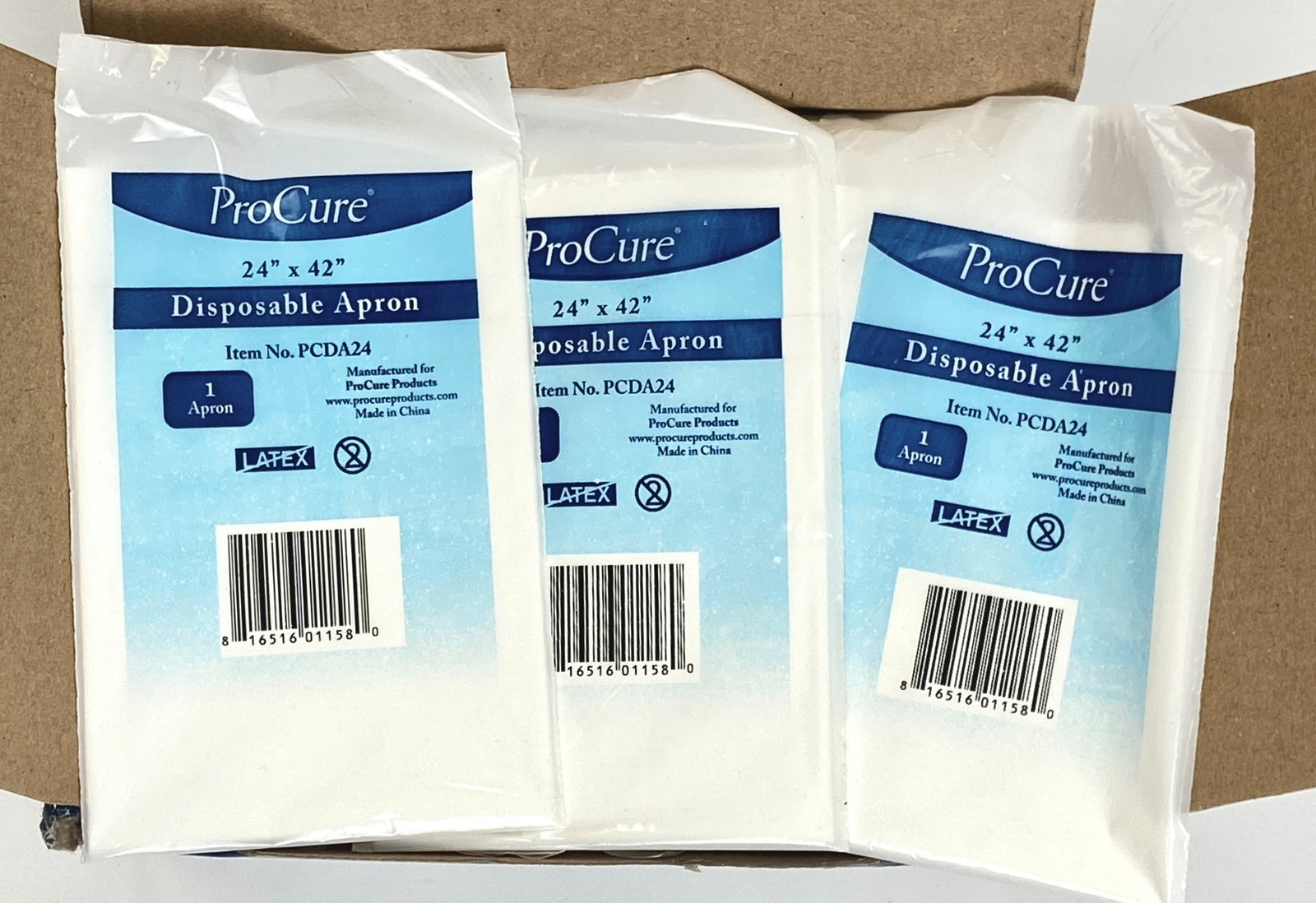 ProCure Disposable Poly Aprons 24 x 42 Inch 100 per Pack Set of 3