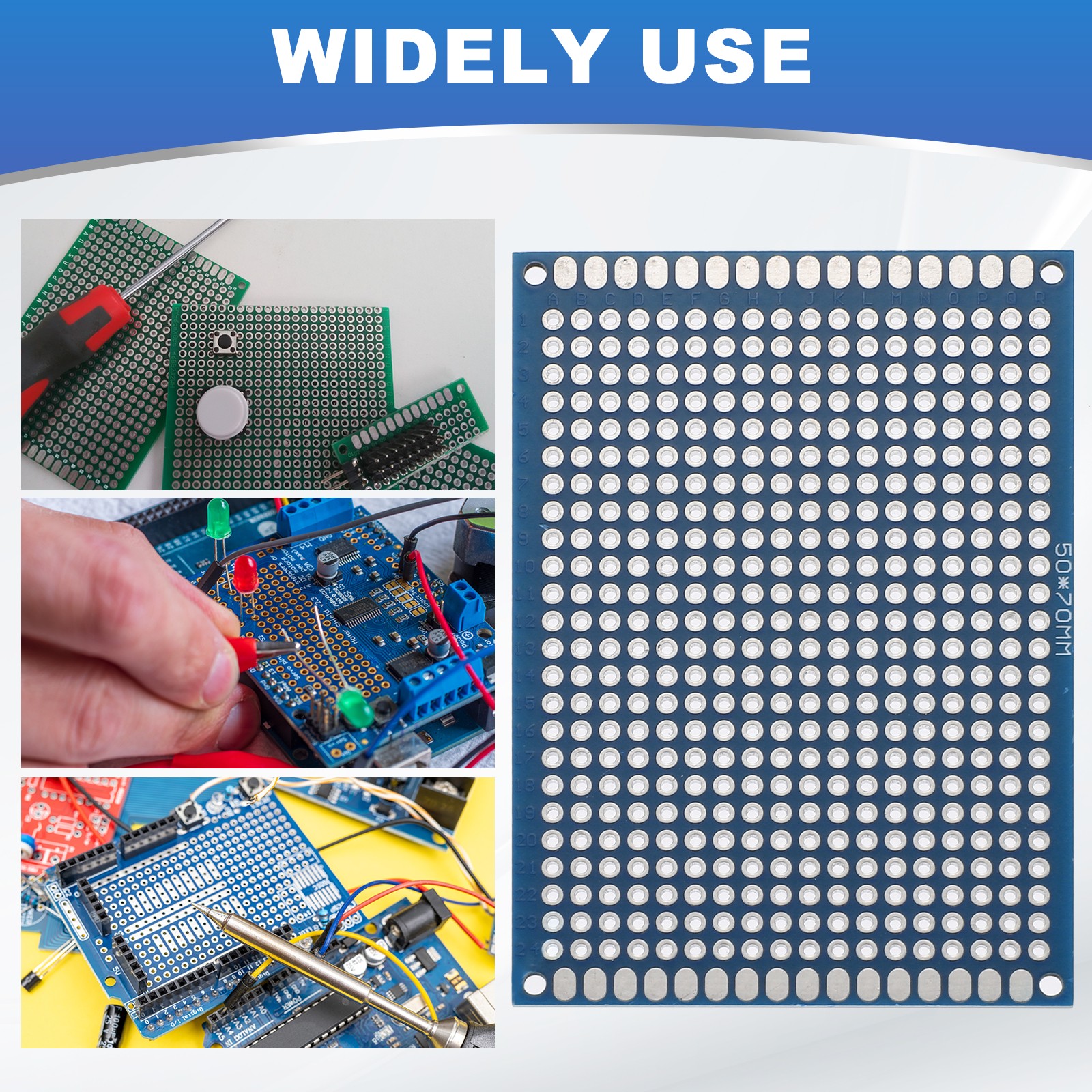 10Pcs Breadboard Solderable Board 70mm x 50mm Blue Circuit PCB Board