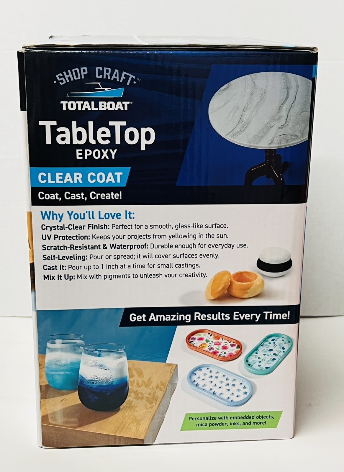 TotalBoat Table Top Epoxy Resin Kit – 1 Gallon Crystal 1-Gallon Kit, Clear U39A