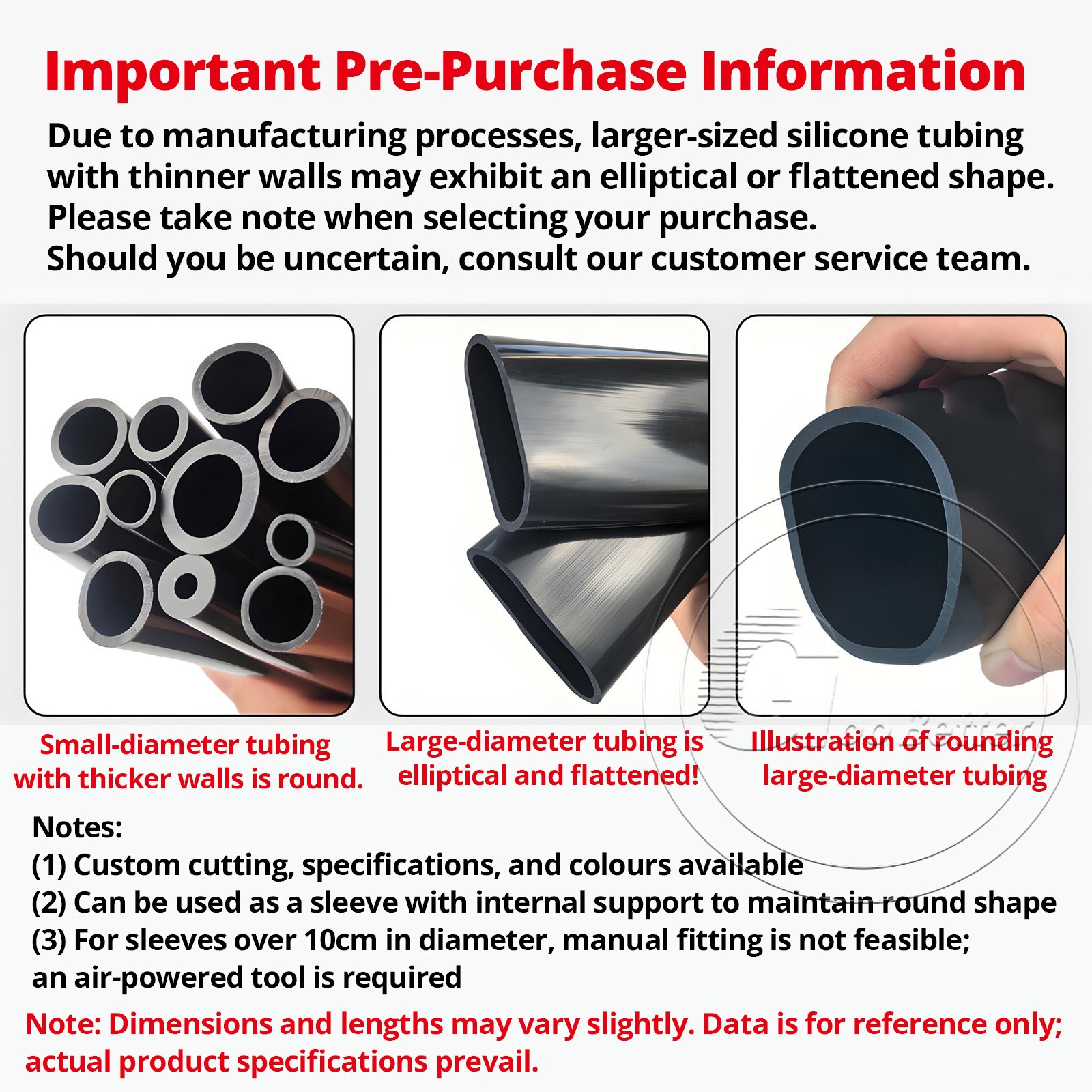 Black Silicone Tube Hose ID 0.5mm-60mm × OD 1mm-68mm Soft Rubber Pipe