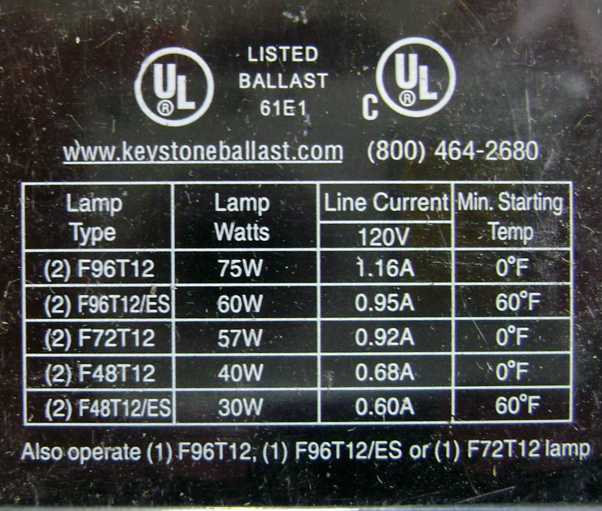 5x Keystone KTEB-275-1-TP-PIC-SL 120V Electronic Ballast F96T12, F72T12, F48T12