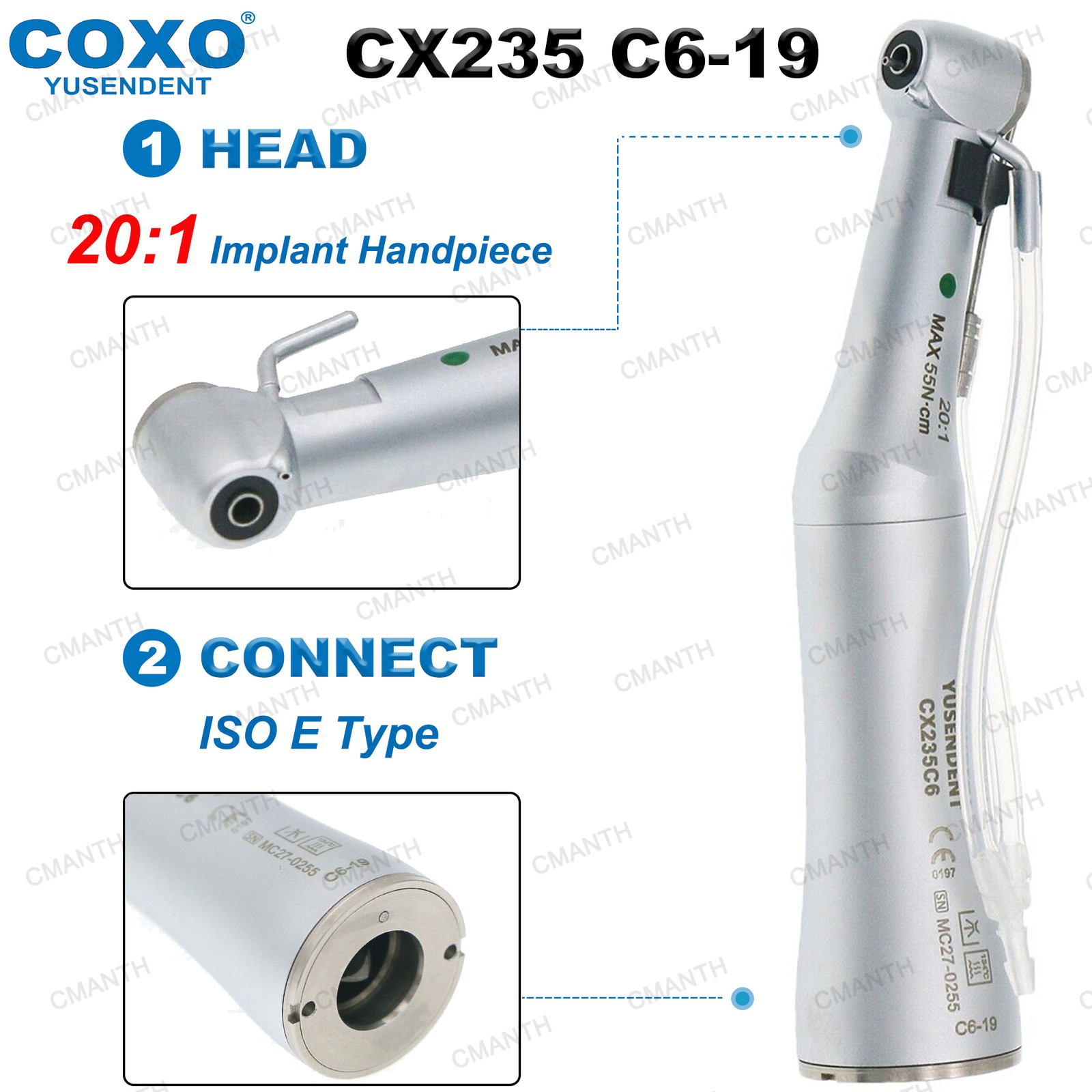 COXO Dental Implant Surgery Handpiece 20:1 Low Speed Contra Angle CX235 C6-19