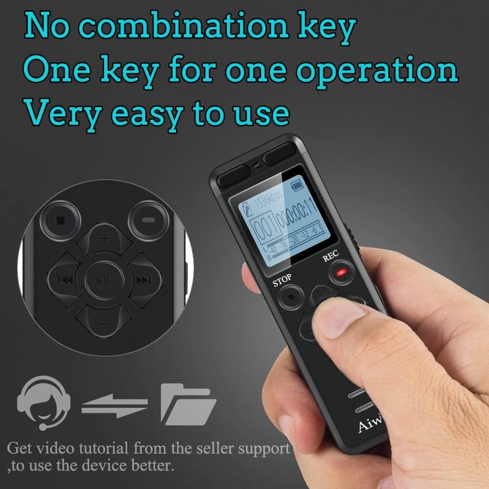 High-Quality Voice Activated Recorder – 1536Kbps Stereo with Password Protection