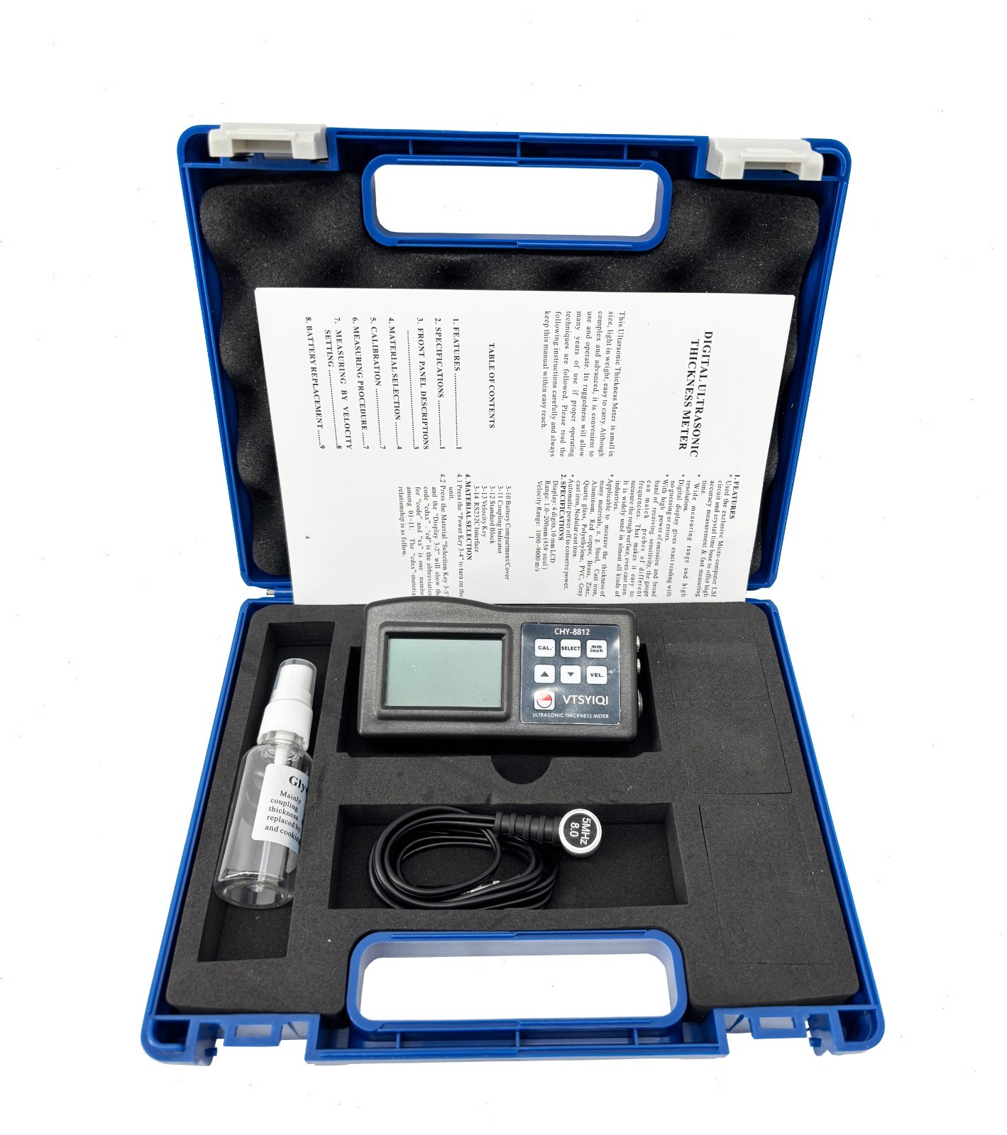 Portable Ultrasonic Thickness Tester with Range 0.05~8inch Resolution 0.1mm New