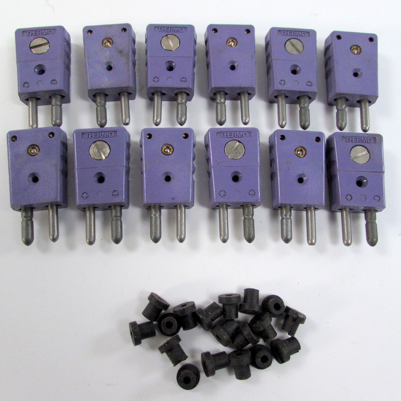 Lot of 12 – NEW Thermo Standard E-Type Thermocouple Connector Plugs Round Pins