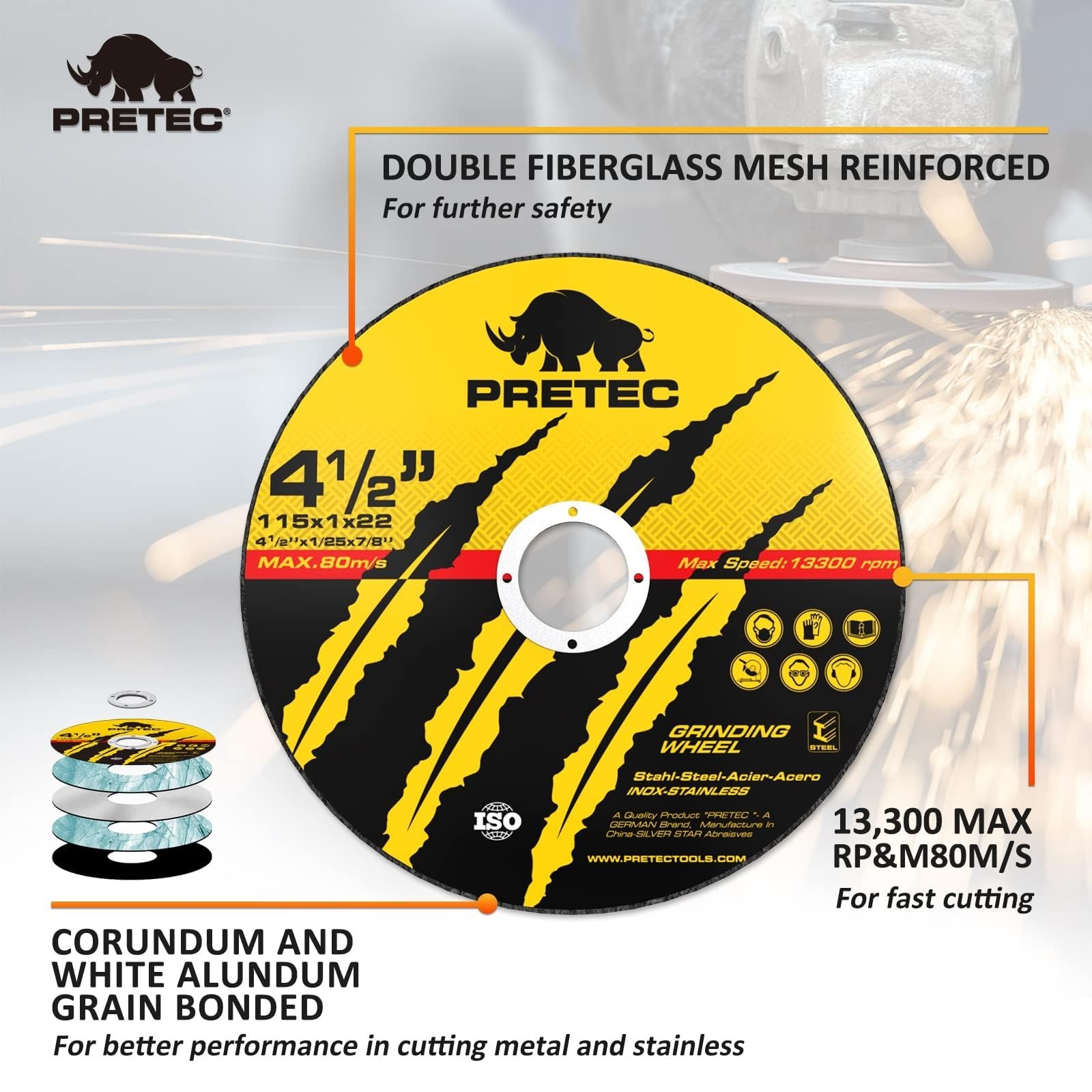 50+5Pack 4-1/2 Inch Cut-Off Wheels, Professional Cutting Discs for Angle Grinder