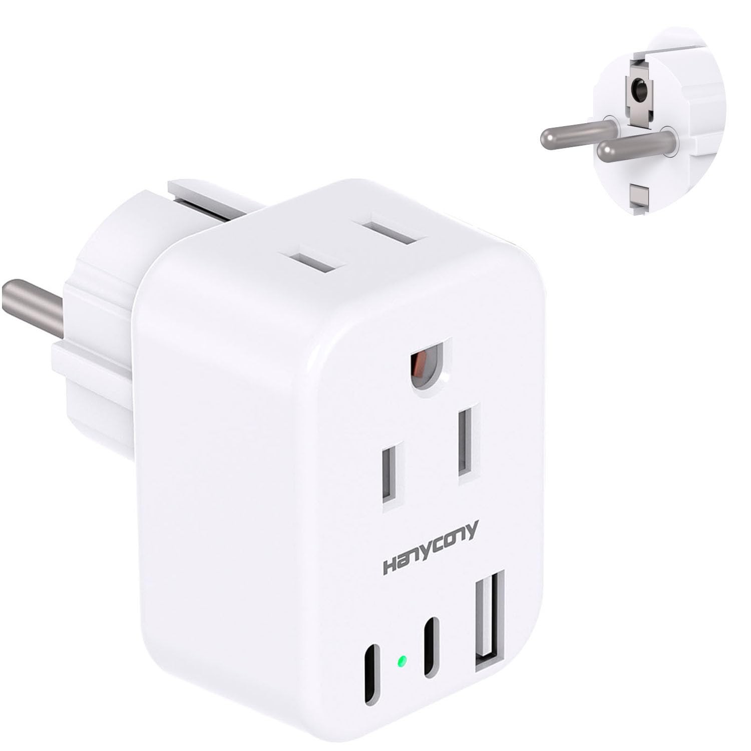 Type E F Plug Adapter, Germany France Travel Plug Adapter with 2 Outlets 3 US…