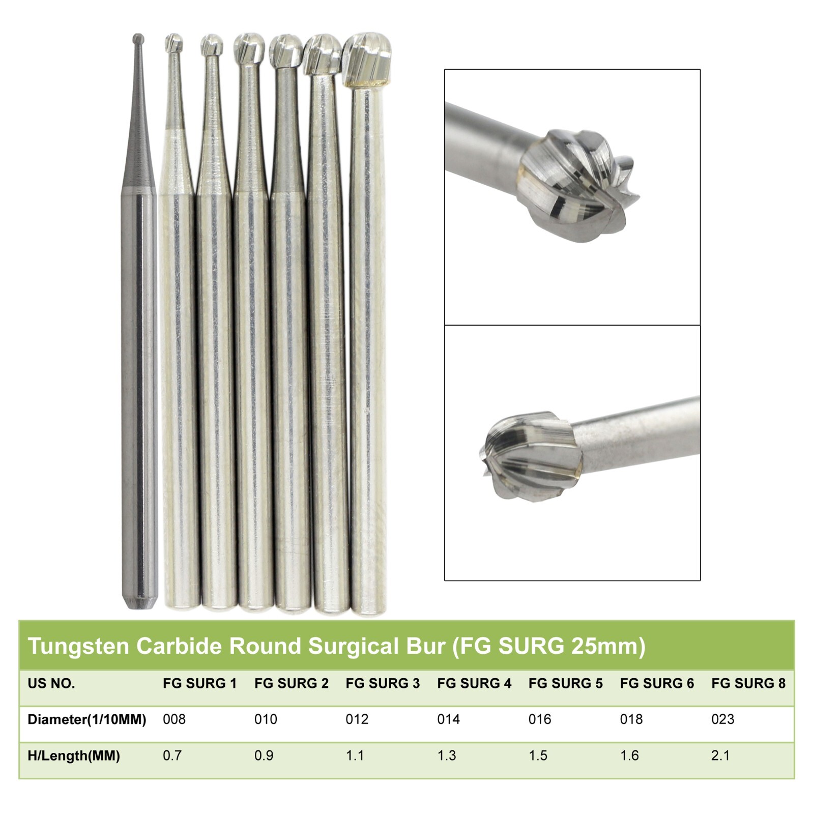 5pcs Prima Wave Dental Carbide Burs High Speed FG 19mm/Surgical FGOS SL 557 25mm