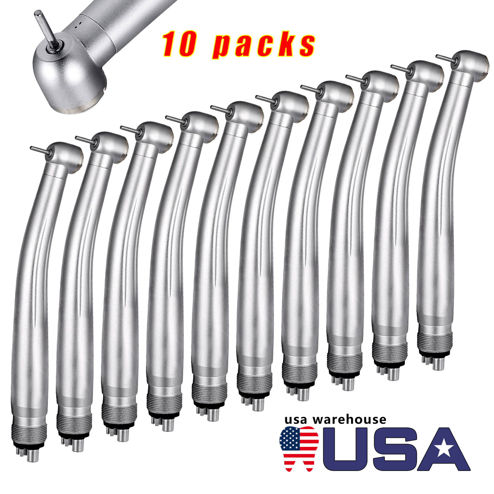 10 pcs CAREPACY NSK Style Dental High Speed Handpiece Push Button Turbine 4 Hole