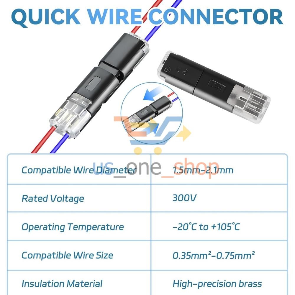 100Pcs Double-Wire Plug-in Connector, Cable Clamp with Locking Buckle, AWG 18-22