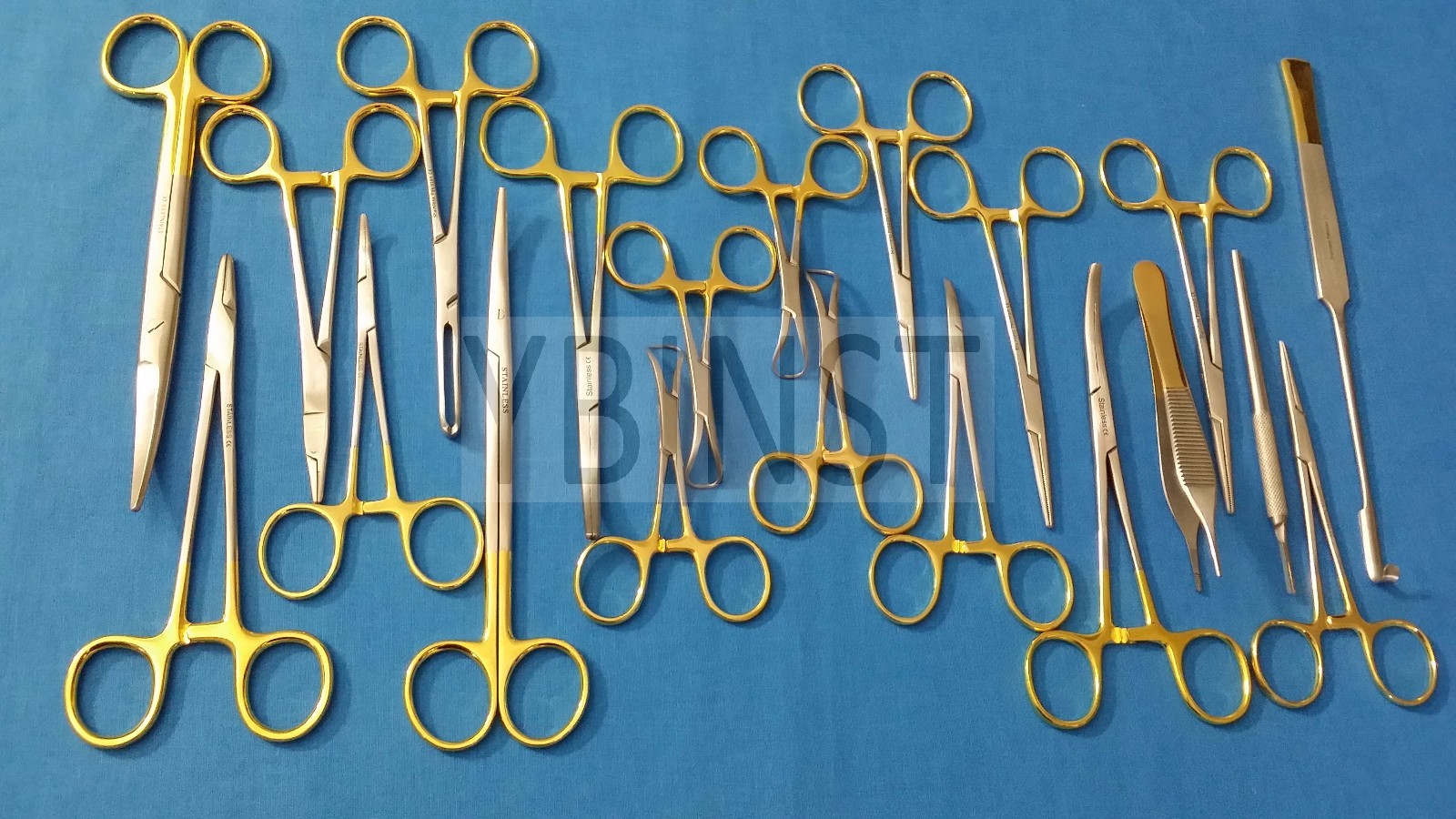 SET OF 20 PCS GOLD HANDLE T/C FELINE SPAY PACK SURGICAL INSTRUMENTS KIT