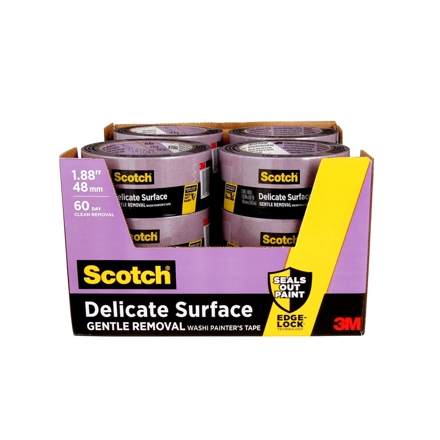 Scotch Delicate Surface Painter’s Tape, 12 Rolls, 1.88″ x 60 Yards Total