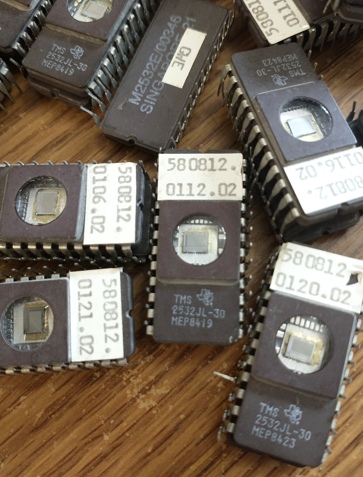 4 TI TMS2532JL-30 2532 UV EPROM ICs Ceramic DIP-24 Programmed NOS 580812 32Kb