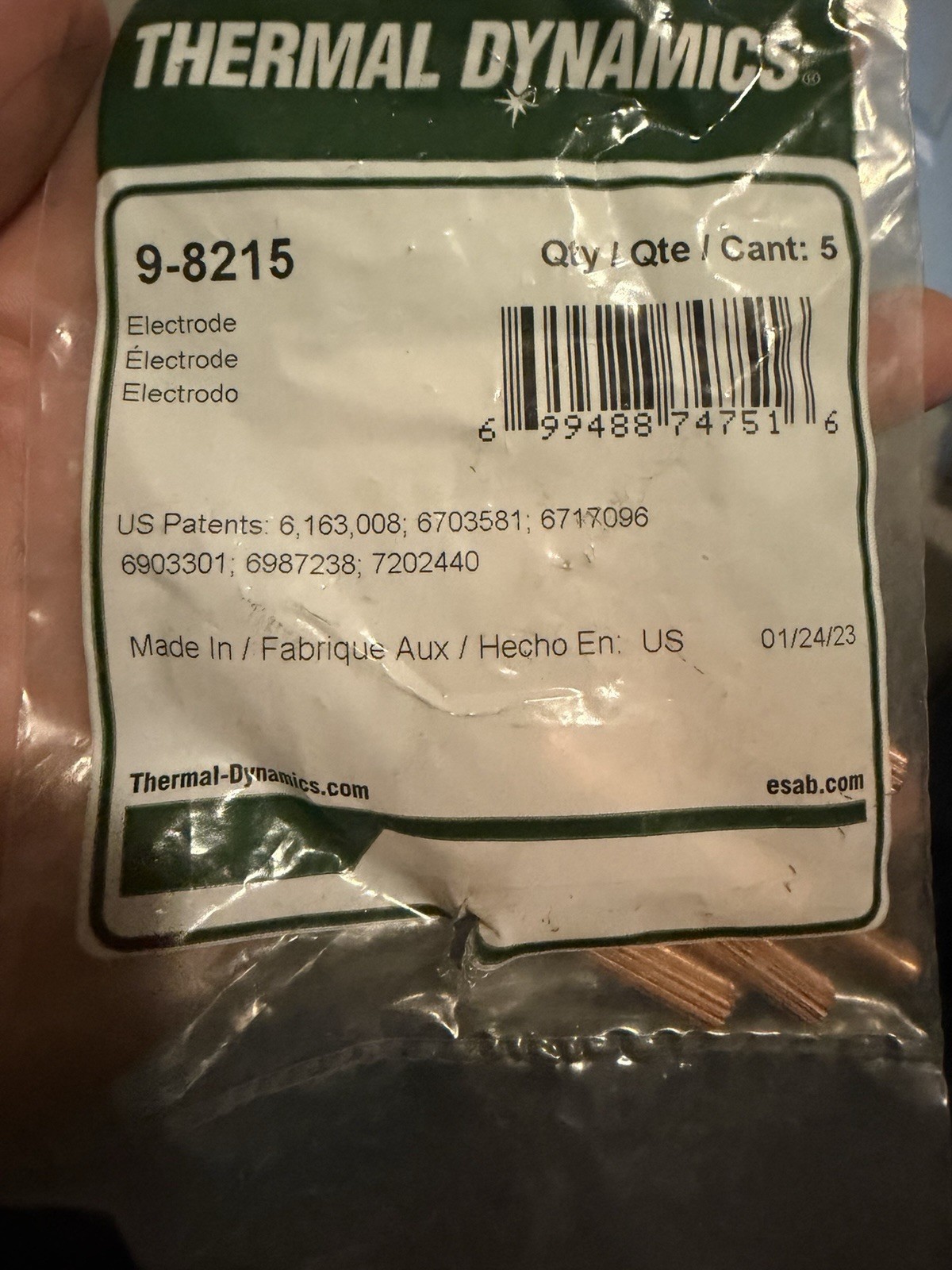 Thermal Dynamics 9-8215 Plasma Cutter Electrode Replacement Consumable Qty 5