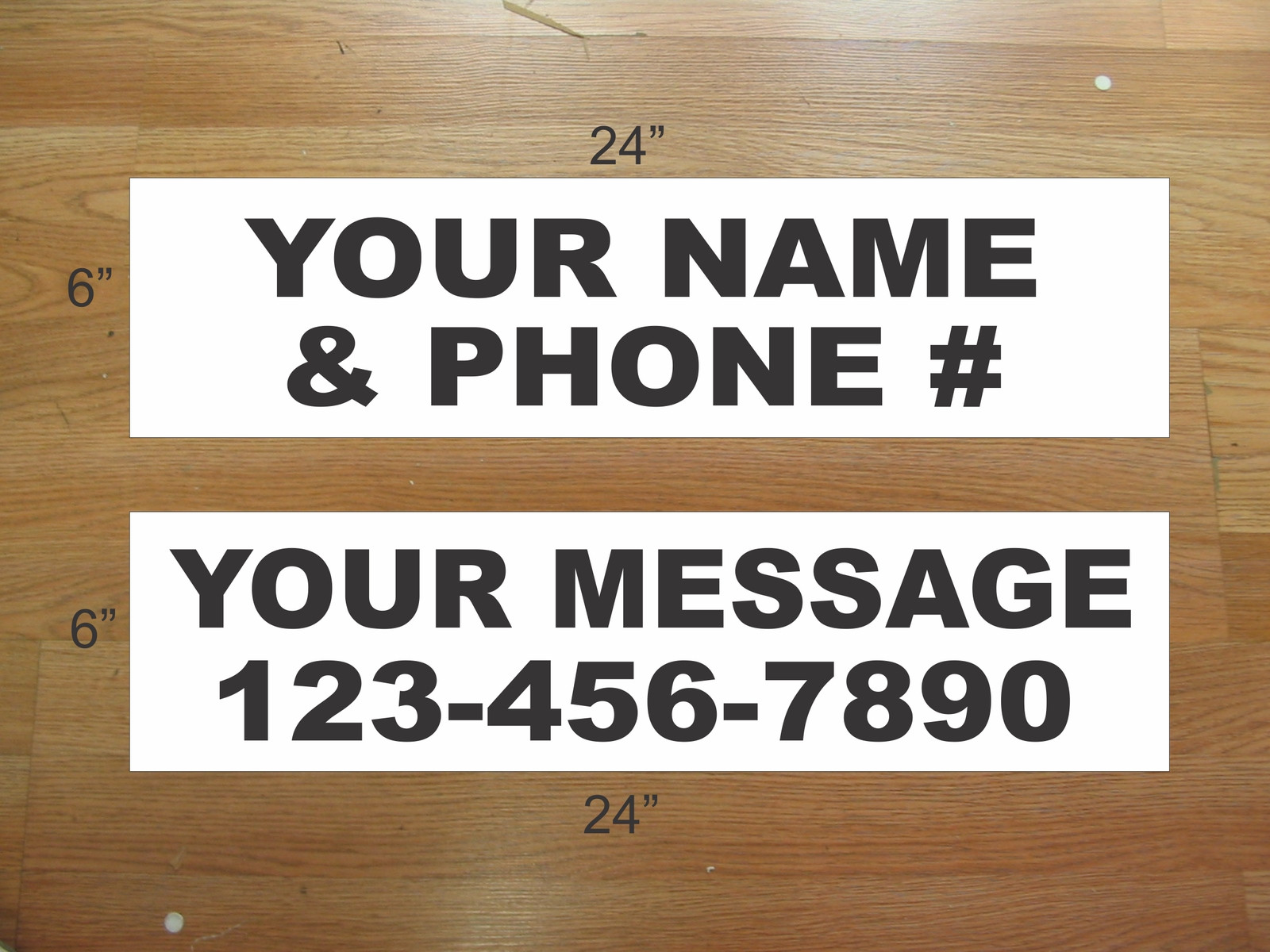 10 6″x24″ White & Black REAL ESTATE NAME RIDER SIGNS CUSTOM LOWEST PRICE NEW