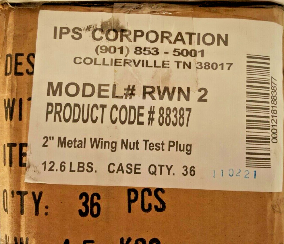 IPS Corp Plastic Rubber Wing Nut 88387 Plubing PLUG TESTS 2 DRAIN PIPE SET OF 2