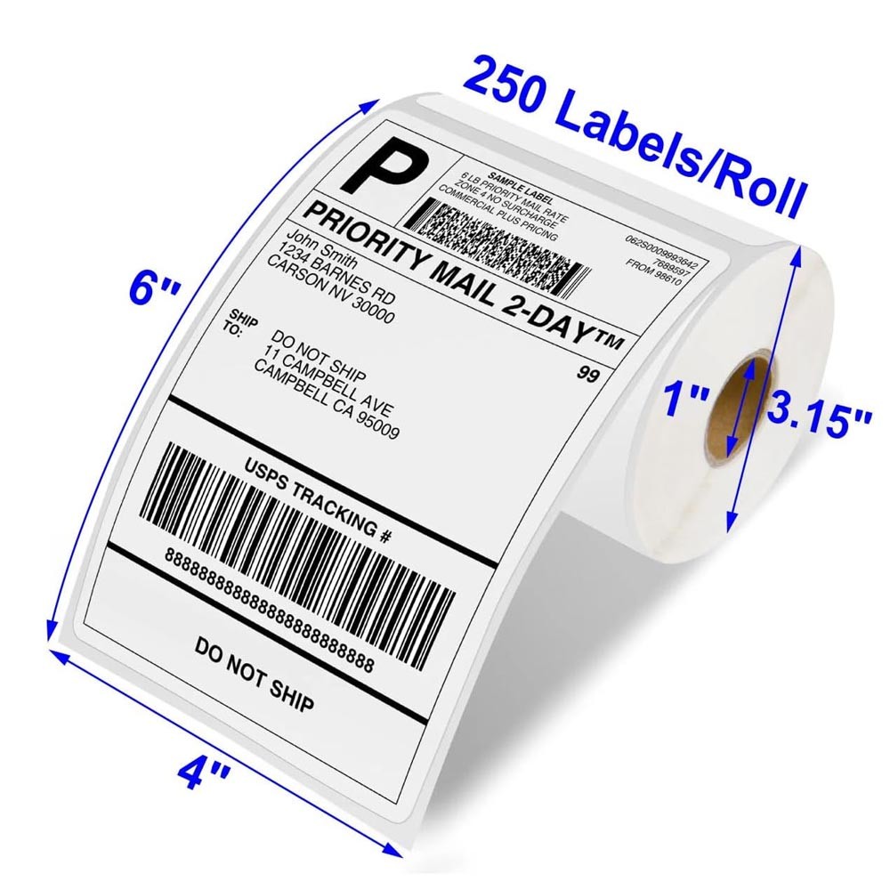 80 Rolls 4×6 Direct Thermal Shipping Labels For Zebra 2844 – 250 Per Roll