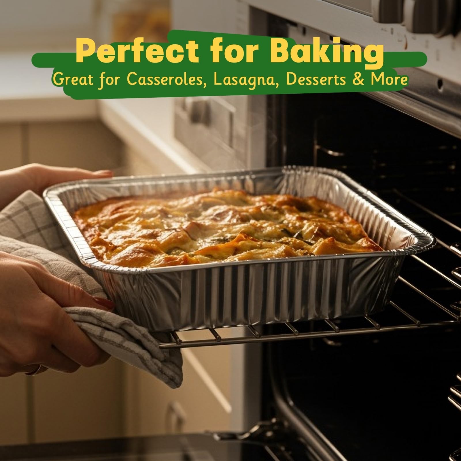 9×13 Aluminum Pans with Lids [25 Pack], Extra Heavy Duty Half Size Disposable…
