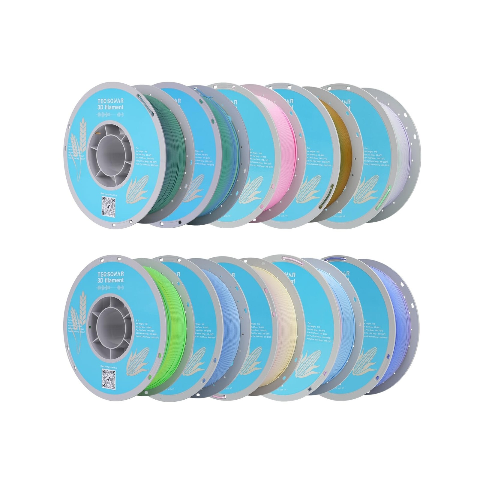 Matte Rainbow PLA 3D Printer Filament, 10Rolls,1KG Spool(2.2lbs) 1.75mm, Mult…