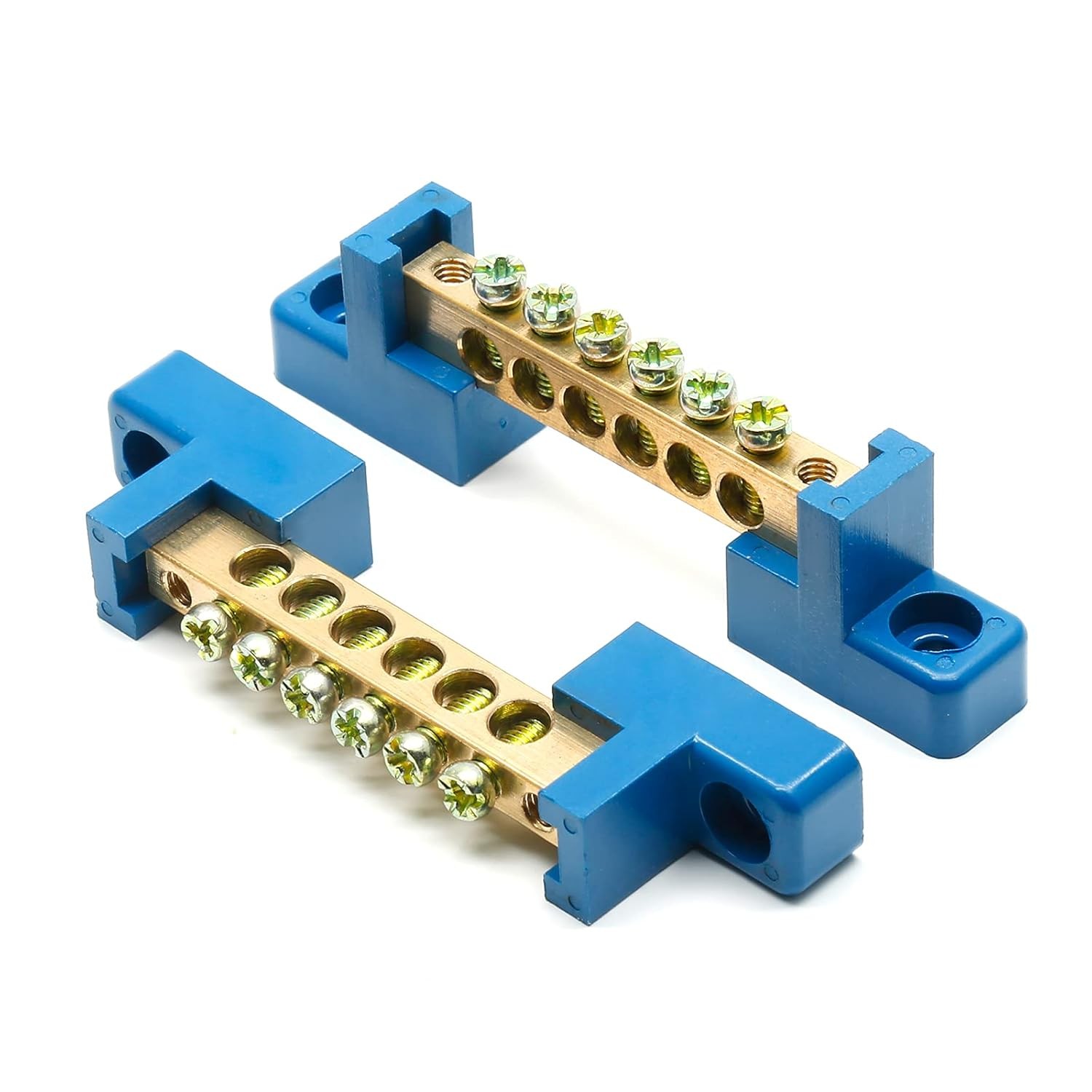 Ground Bus Bar Terminal Block 2Pcs Brass Screw Terminal Blocks Electric Bus Bar