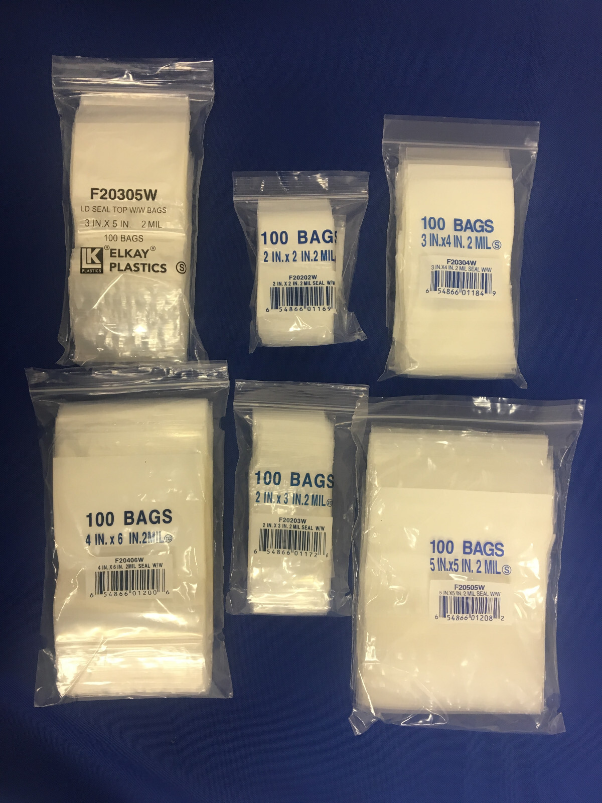 Clear Zip-Lock Seal Top Re-closable Zipper White Block Plastic Poly Bags 2 Mil