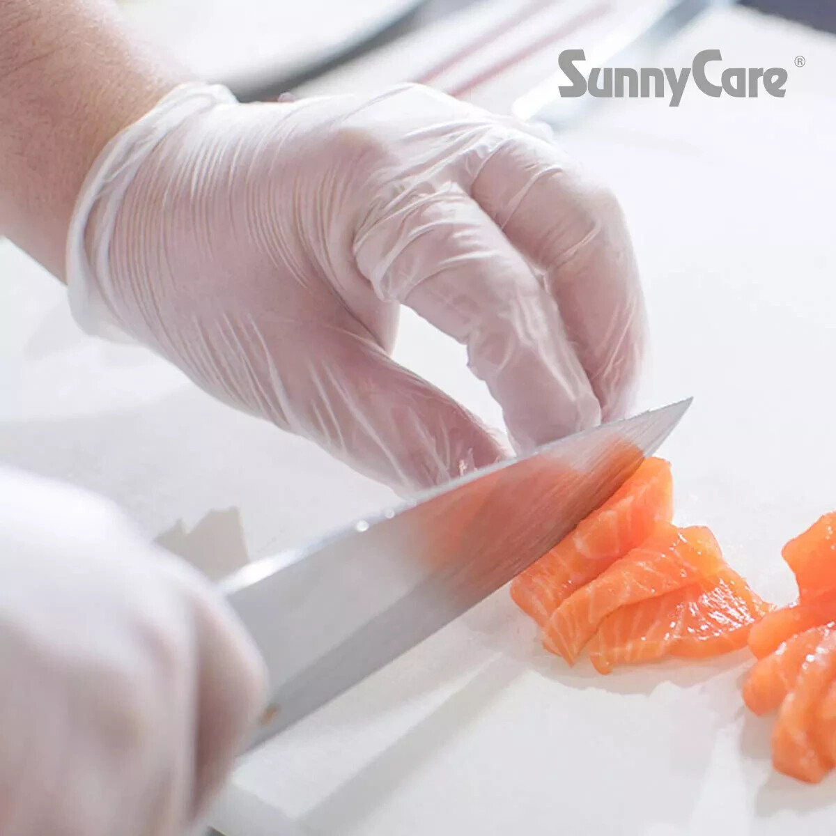 100 SunnyCare #7501 Synthetic Vinyl Gloves Powder Free (Latex/DOP Free) – S