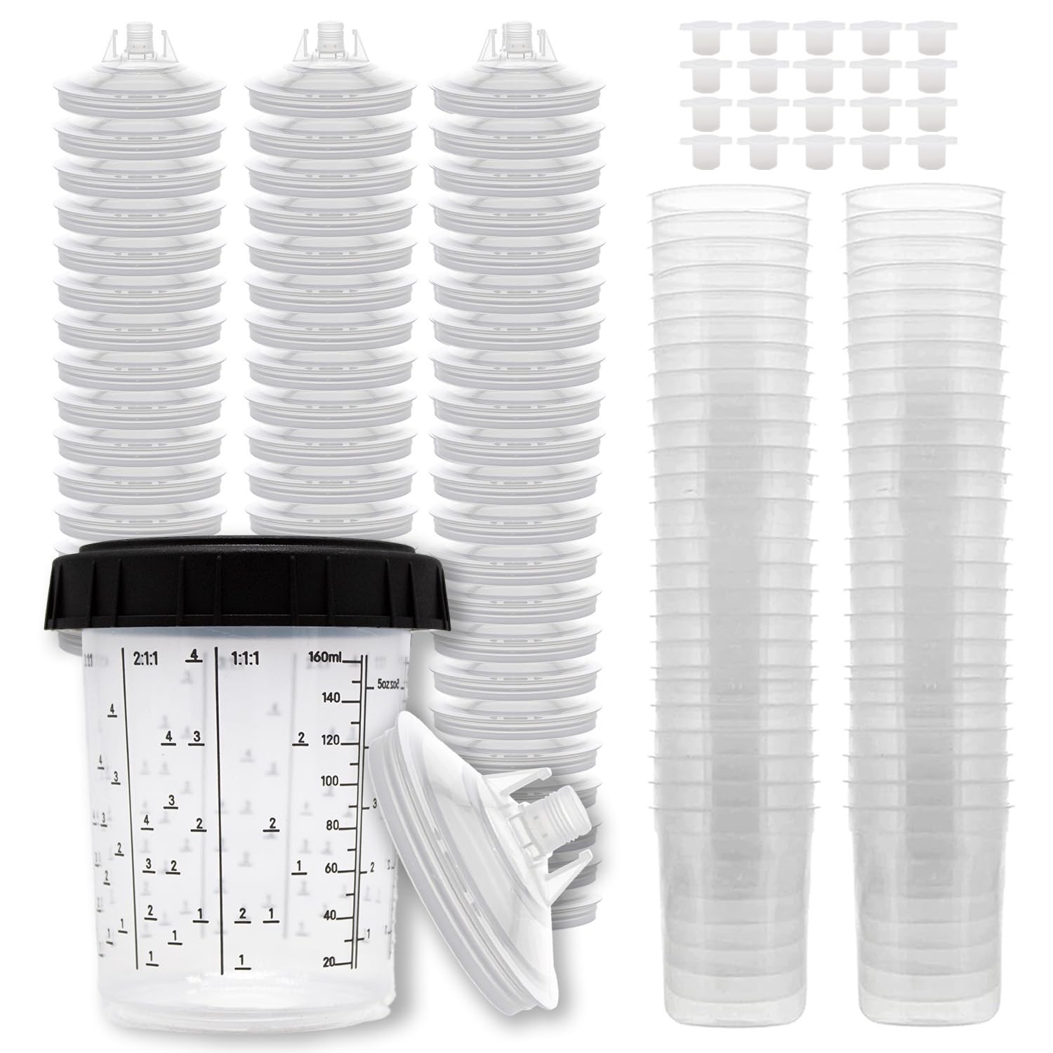 Paint Spray Gun Cup Liners and Lid System Mini Size 6 oz 50 Pcs