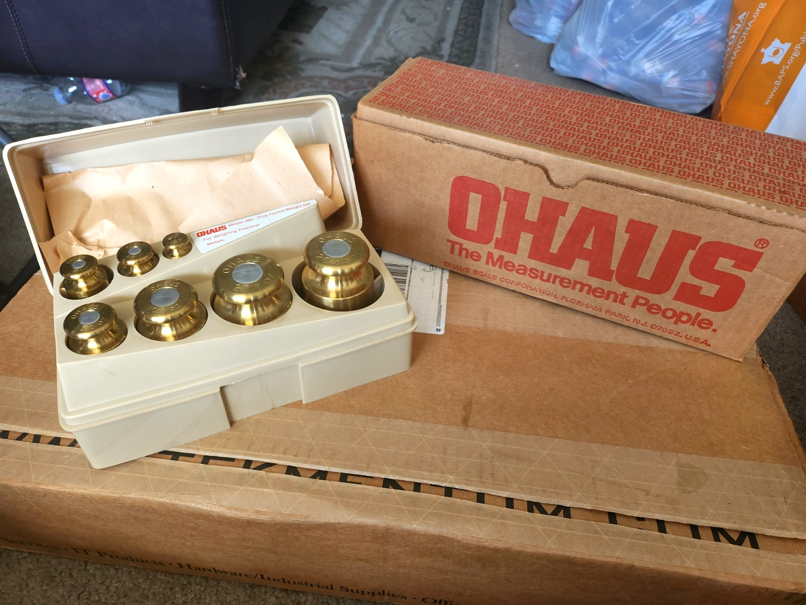 Lot of 6 OHAUS Troy Ounce Weight Set Weighing Precious Metals Brass Calibration