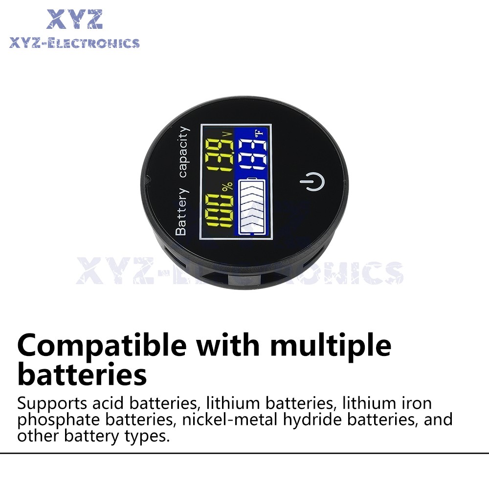 LCD Digital Battery Level Indicator Voltage Power Percentage Temperature Display