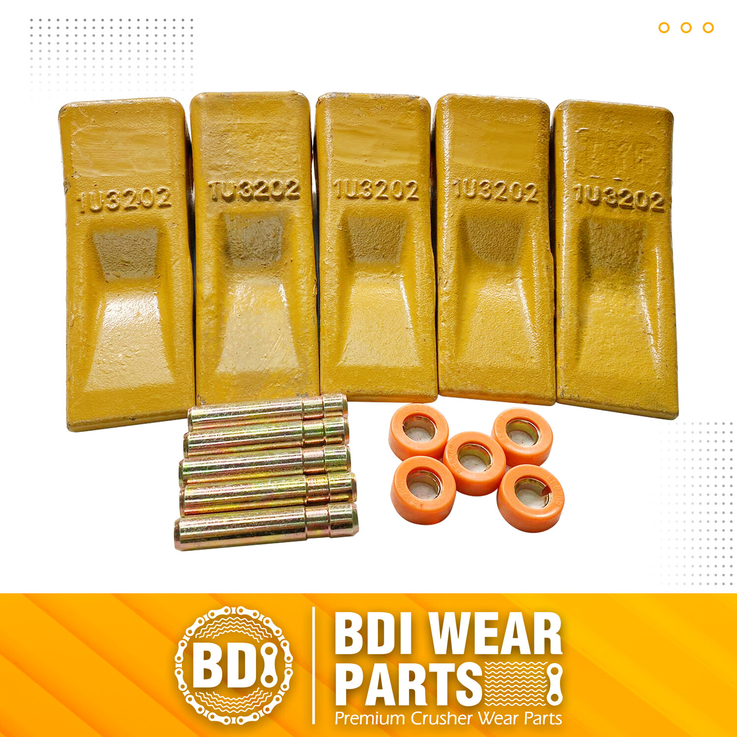 1U3202 J200 Excavator Bucket Teeth with Pins 8E6208 Retainers 8E6209 – 5 Pack