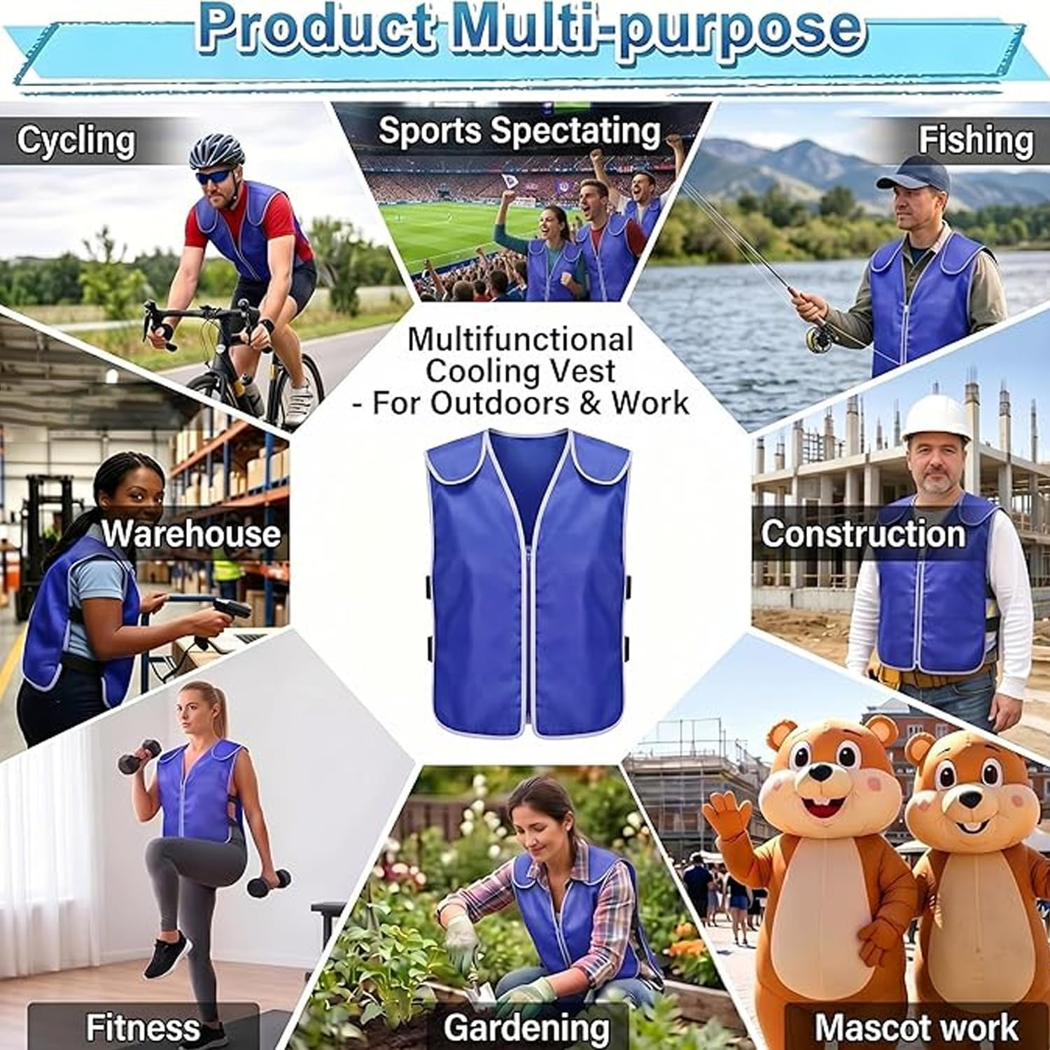 Cooling Vest with 24Pcs Ice Packs – Body Adjustable Cool Vest for Men Women