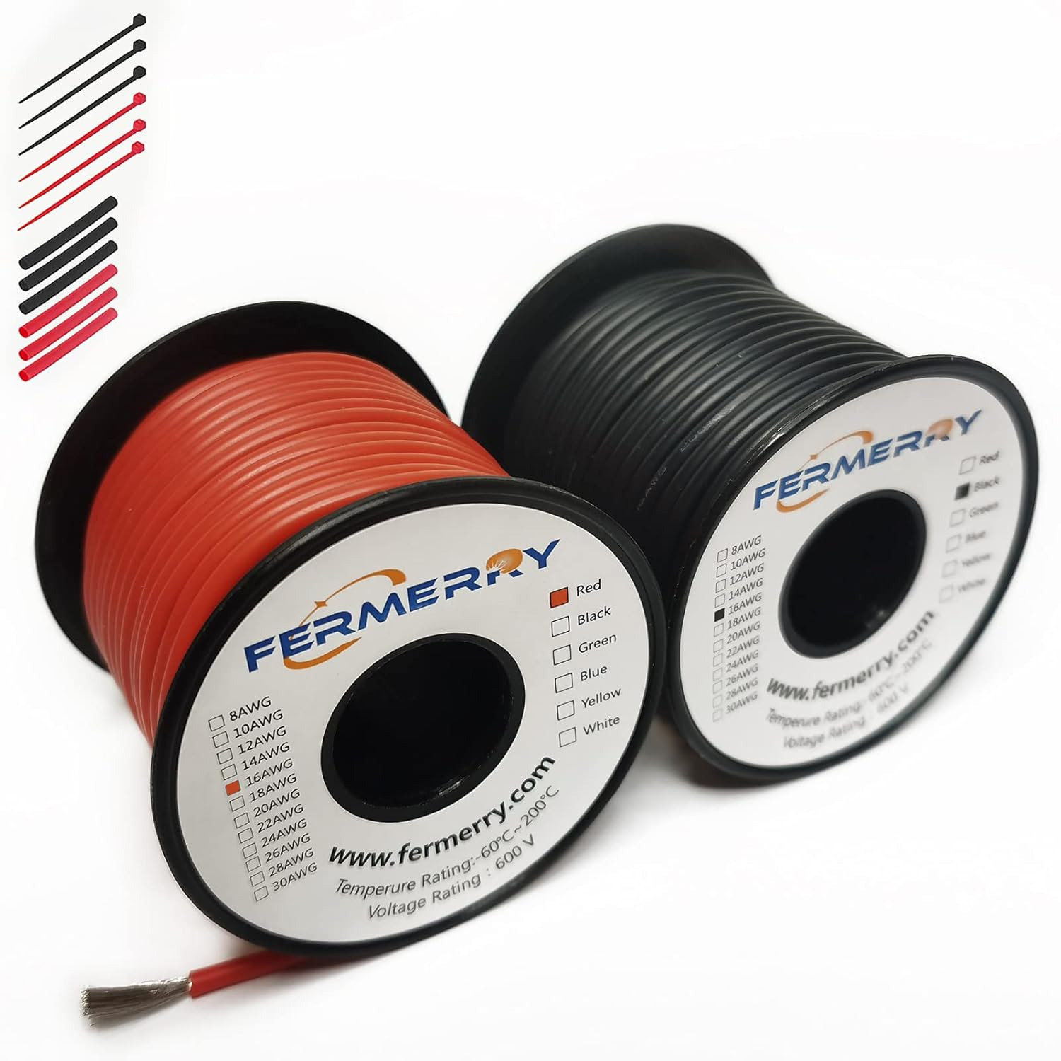 12 AWG Stranded Wire Spool 25Ft Each 6 Colors Flexible 12 Gauge Silicone Hook up