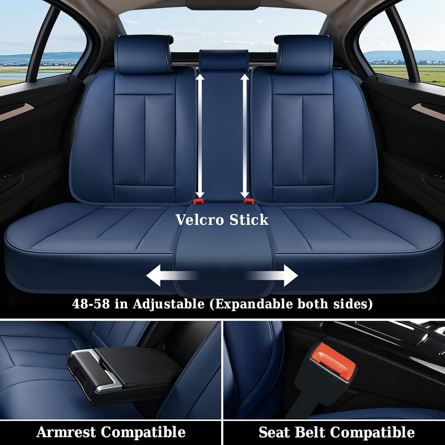 Leather Car Seat Covers Back Set,Universal Fit for Most Cars,SUVs and Sedans,Wat