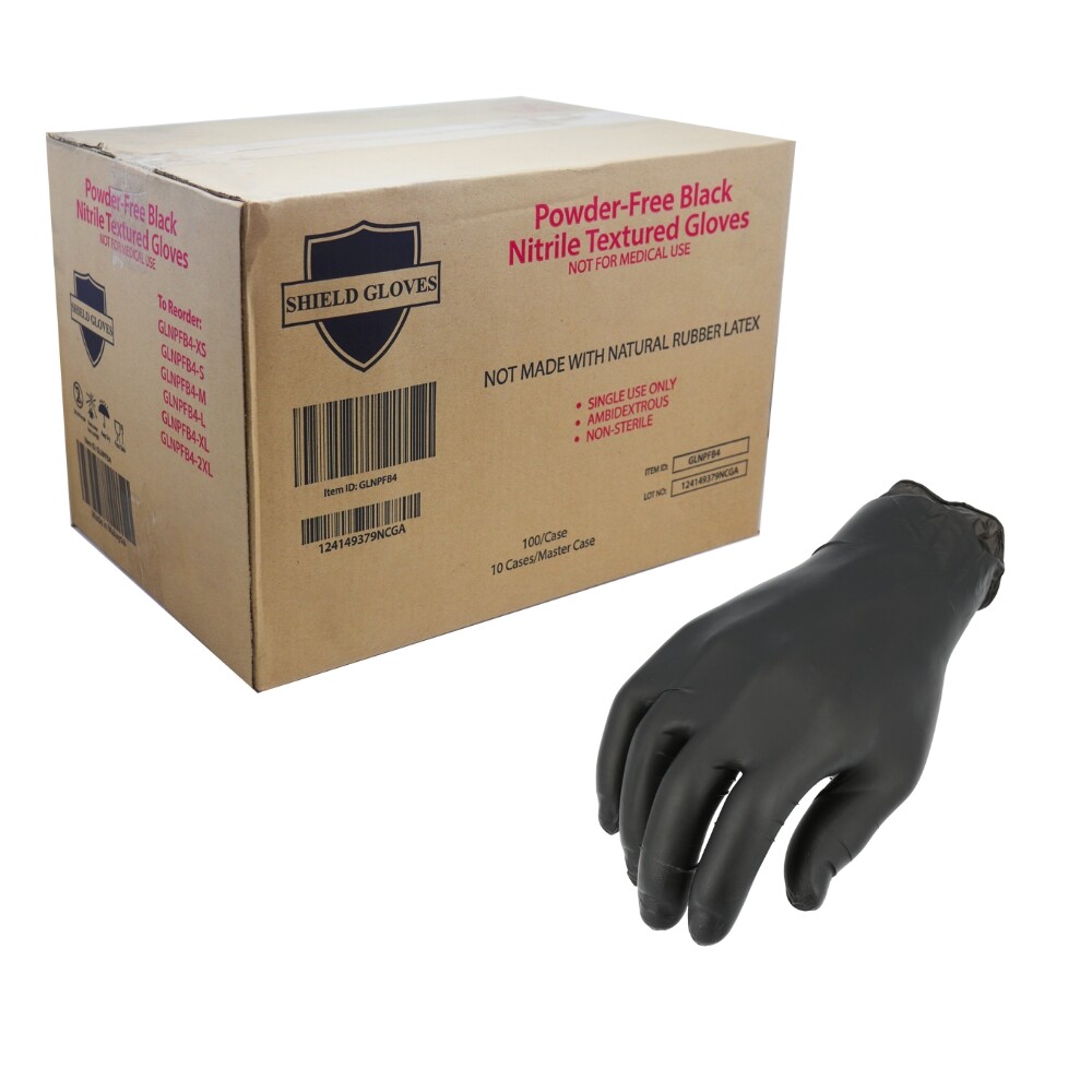 X-Small Black Nitrile Gloves, Powder-Free & Latex Free Glove 4 Mil [1000 Pack]