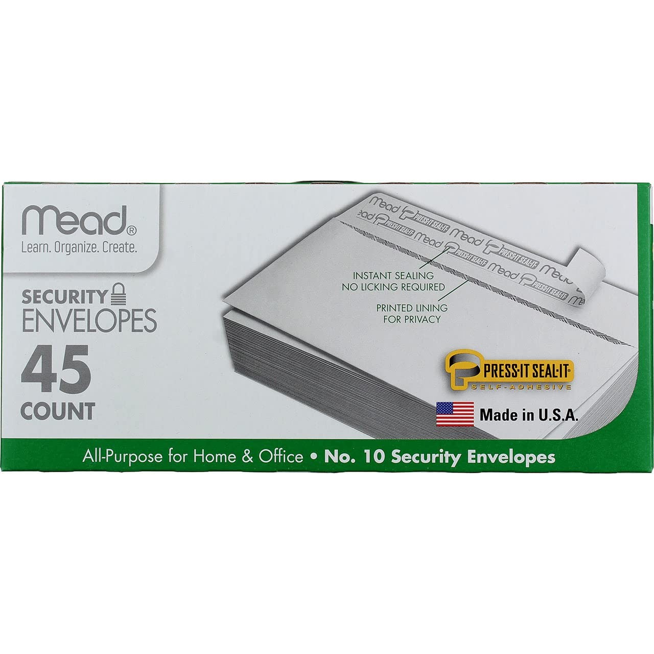 No. 10 Security Envelopes 90-Count Press-it Seal-it 4.125×9.5″ White