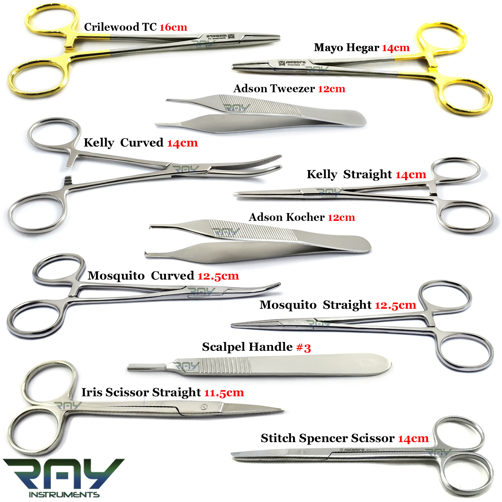 11Pcs Minor Surgery Kit Surgical Instruments Students Dissecting Suture Removal