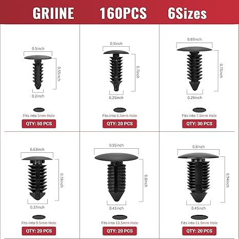 160 Pcs Christmas Tree Style Fender Retainer Size: 160 Pcs-for Multiple Brands