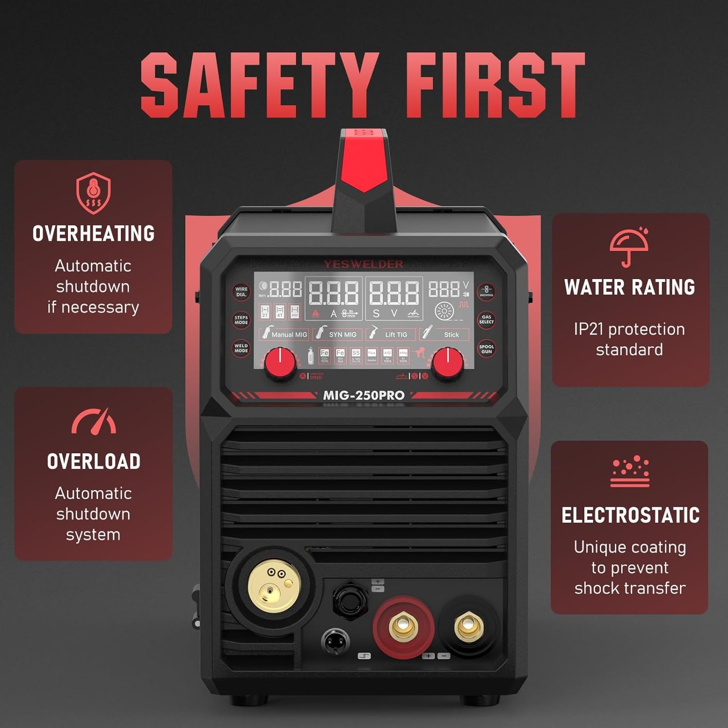 200A Welding Machine Inverter Portable Welder MIG MAG Gas Gasless/ARC/LIFT TIG