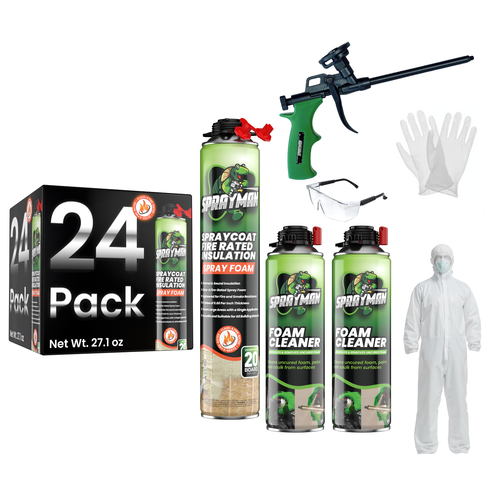 Sprayman Spraycoat Fire Rated Closed Cell Insulation Foam Kit 27.1oz 24 Pack