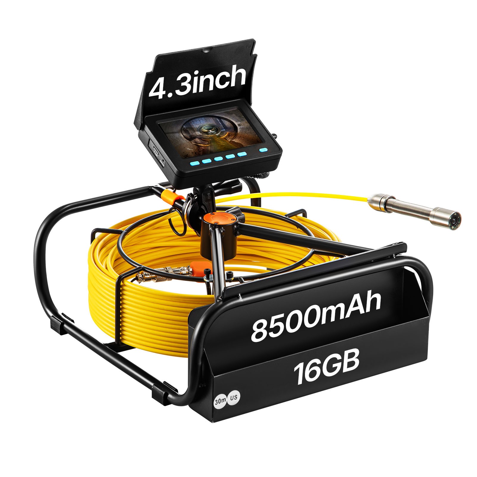 VEVOR Sewer Camera 98.4ft/30m Pipe Inspection Camera HD Drain 4.3 In LCD Monitor