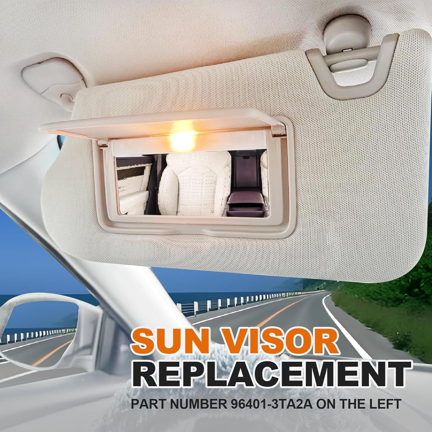 Left Driver Right Passenger Side Sun Visor for Nissan Altima 2013-2018 w/Light